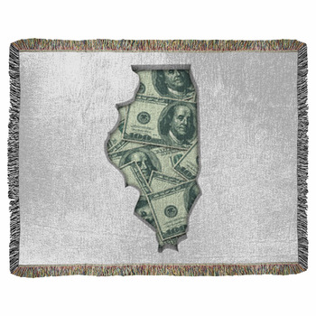 Illinois Il Money Map Cash Economy Woven Throw Blanket