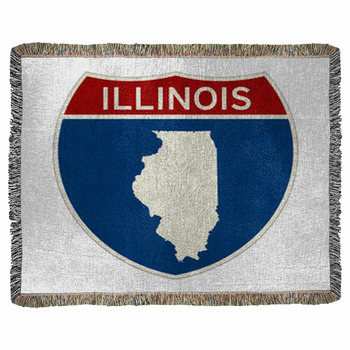 Illinois State Interstate Road Sign Woven Throw Blanket
