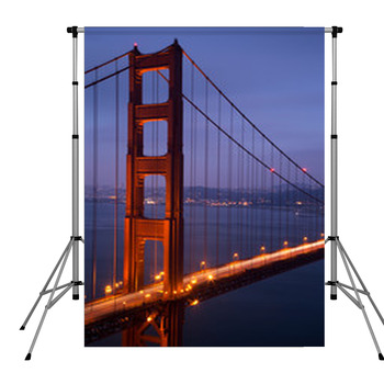 Illuminated Golden Gate Bridge At Pole Pocket Backdrop