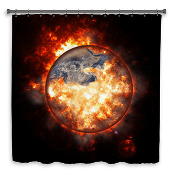 Illustration Of An Exploding Planet Earth Shower Curtain