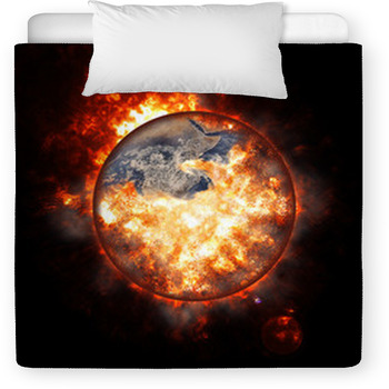 Illustration Of An Exploding Planet Earth Toddler Duvet