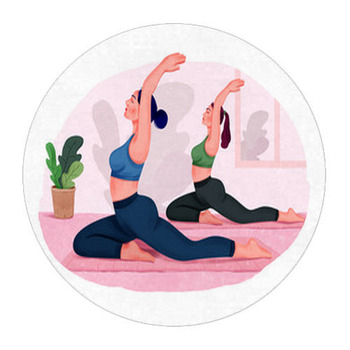 Illustration Of Group Of Women Doing Yoga Round Rug