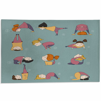 Illustration Of Kids Doing Yoga Area Rug