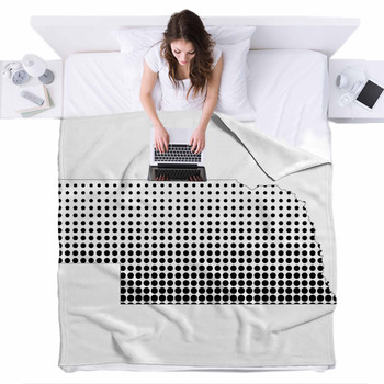 Illustration Of Map With Halftone Fleece Bed Blanket