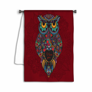 Illustration Of Ornamental Owl Bird Illustrated In  Towel