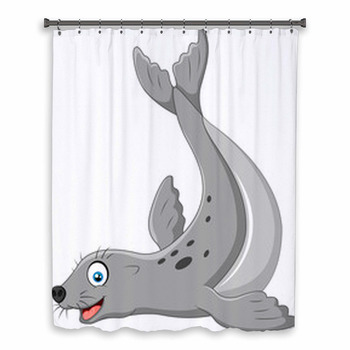 Illustration Of Seals Happy Custom Size Shower Curtain