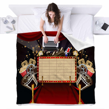 Illustration Of Theatre Marquee With  Fleece Bed Blanket
