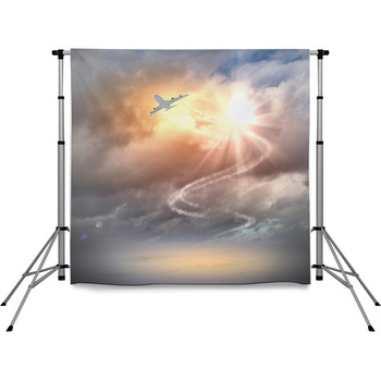 Image Of Airplane In Sky Pole Pocket Backdrop