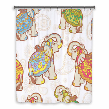 Indian Elephant Seamless Custom Size Shower Curtain