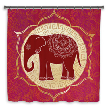 Indian Elephant With Mandalas Custom Size Shower Curtain