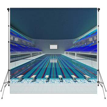 Indoor Olympic Swimming Pool Arena With  Fleece Backdrop