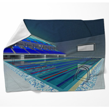 Indoor Olympic Swimming Pool Arena Woven Throw Blanket