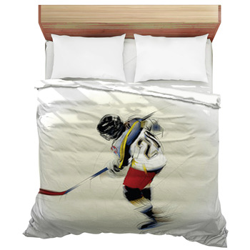 Include 1 Flat Sheet 1 Duvet Cover and 2 Pillow Cases Hockey Duvet Cover Set Full Bedding Sets for Boys Weathered Looking Vintage Stamp Composition Text Sticks and Stars in Circle 