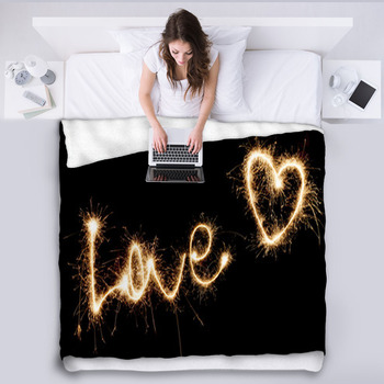 Inscription Love And Heart Of Sparklers. Fleece Blanket