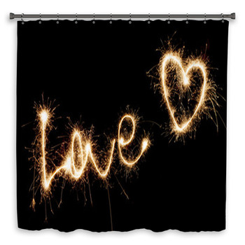 Inscription Love And Heart Of Sparklers. Shower Curtain