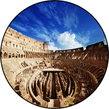 Inside Of Colosseum In Rome, Italy Round Rug