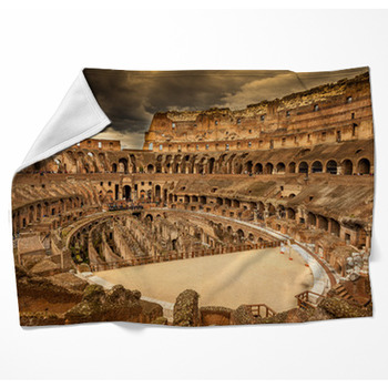 Inside Of Colosseum In Rome, Italy Woven Throw Blanket