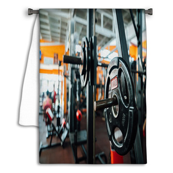 Interior Gym With Sports Equipment The Bar With Towel