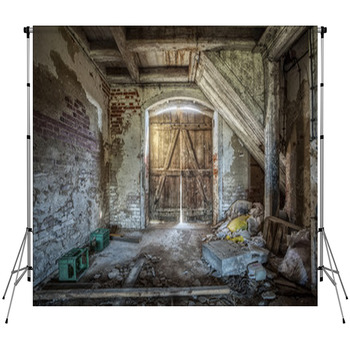 Interior Of An Old Barn Fleece Backdrop