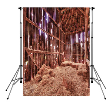 Interior Of Old Barn With Straw Pole Pocket Backdrop
