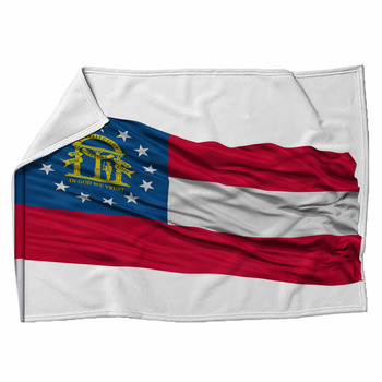 Isolated Georgia Flag On Flagpole Usa Fleece Blanket