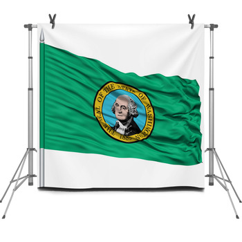 Isolated Washington Flag On Flagpole Fleece Backdrop