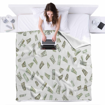 Its Raining Money Fleece Bed Blanket