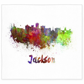 Jackson Skyline In Watercolor Custom Size Floor Mat