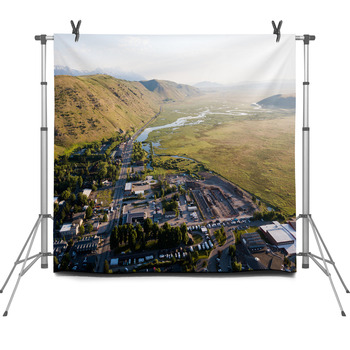 Jackson Wyoming Mountain Town Sunrise Fleece Backdrop