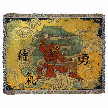 Japanese Background Woven Throw Blanket