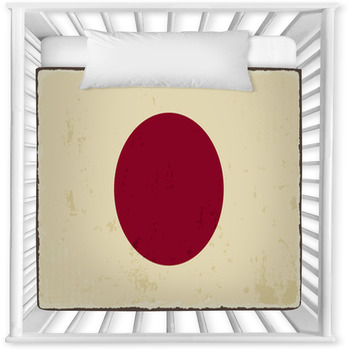 Japanese Grunge Flag. Vector Baby Crib Comforter