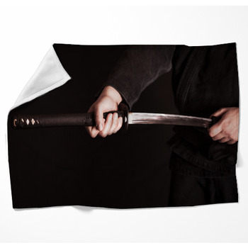 Japanese Katana Woven Throw Blanket