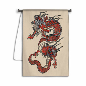 Japanese Red Dragon Tattoo Illustration Full Color  Towel