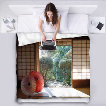 Japanese style house Fleece Blanket