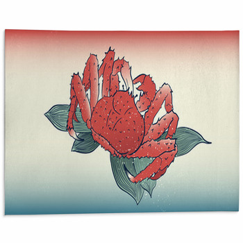 Japanese Ukiyo E Style Of King Crab Area Rug