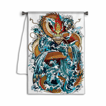 Japanese Water Dragon A Traditional Mythological Towel