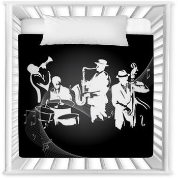 Jazz Concert Black Background Baby Crib Comforter