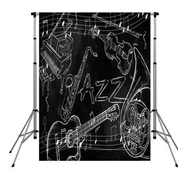 Jazz Instruments Music Background Pole Pocket Backdrop