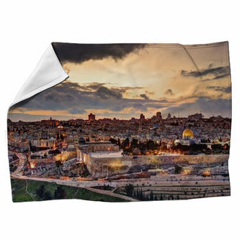 Jerusalem Old City Skyline Fleece Blanket