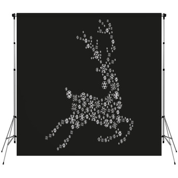 Jumping Silver Reindeer On A Black Fleece Backdrop