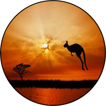 Kangaroo At Sunset Round Rug