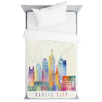 Kansas City Landmarks Watercolor Poster Toddler Duvet