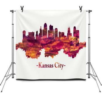 Kansas City Missouri Skyline In Red Fleece Backdrop