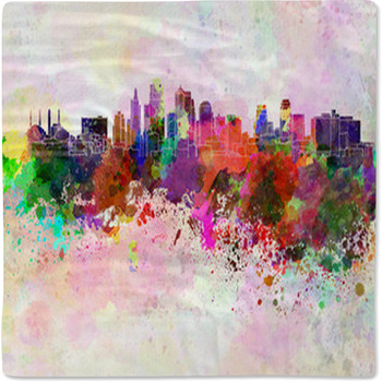 Kansas City Skyline In Watercolor Background Baby Blanket
