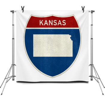 Kansas State Interstate Road Sign Fleece Backdrop