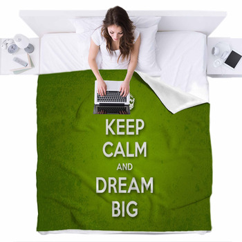 Keep Calm And Dream Big Fleece Bed Blanket