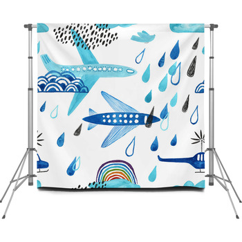 Kids Rainy Seamless Pattern With Custom Size Backdrop