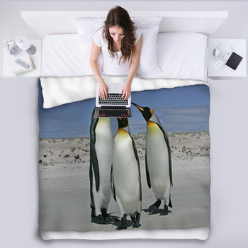 King Penguin, Aptenodytes Patagonicus Fleece Blanket