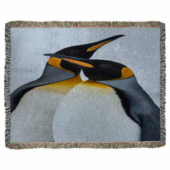 King Penguin Couple In Love Woven Throw Blanket