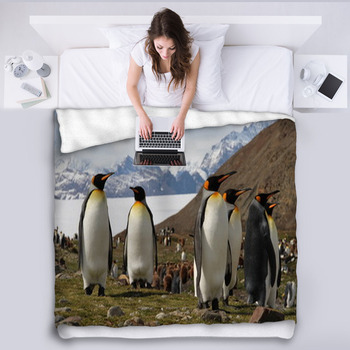 King Penguins, Fortuna Bay, South Georgia Fleece Blanket